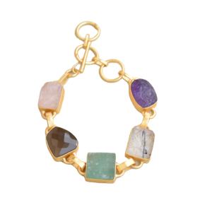 Pietra naturale in ottone placcato oro 18K Unisex artigianale fornitore all'ingrosso di moda produttori nuovo braccialetto di tendenza - Product Image 6