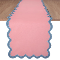 Chemin de table Jacquard 100% coton matelassé et imprimé Design festonné Table à manger élégante Chemin décoratif