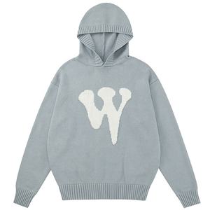 OEM Men's Loose Street Pullover Knitted Hoodie Sweater Custom Logo Embroidered Made from Fleece <b>Fabric</b> New Design Hooded Collar - Product Image 5