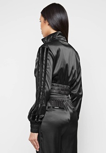 Chándal de satén de 2 piezas para mujer, ropa informal de manga larga, Tops cortos, chaqueta y pantalones, conjunto deportivo, trajes de chándal de seda con logotipo personalizado - Product Image 3