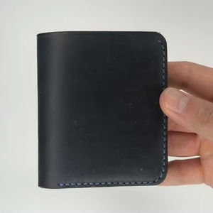 Cartera Vintage Crazy Horse de cuero genuino con tarjetero, Clip para dinero, plegable corto minimalista para hombres, 2017 - Product Image 1