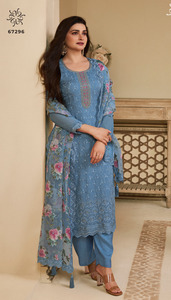 Latest Designer Pure Organza Embroidery Work <b>Kurti</b> Set by Fab Zone for Special Occasions - Product Image 4