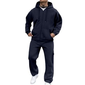 Ensemble de survêtement zippé en gros Veste à capuche Bas de jogging avec poches Vêtements de sport actifs Survêtement pour l'entraînement - Product Image 1