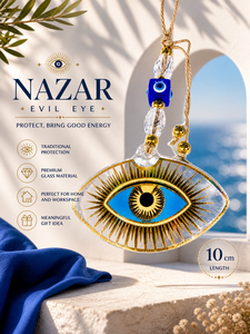 Amuleto de Ojo Turco Dorado de 8 cm con Diseño en Dorado y Azul, Decoración para el Hogar y Adorno para Regalo - Product Image 3