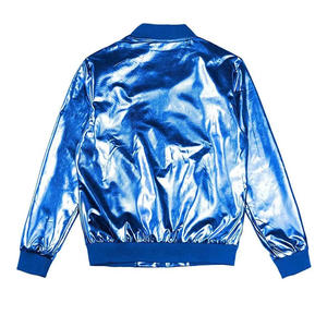 Chaqueta universitaria de satén personalizada de alta calidad 100% poliéster con cremallera frontal Reversible brillante y cuello alto - Product Image 2