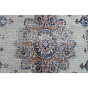 Alfombra Vintage, 3x4,1 pies, Alfombra Turca Pequeña, Alfombra Azul y Blanca con Diseño Ombré - Product Image 5