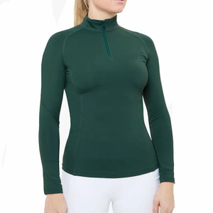 Horse Riding Clothing Female Outdoor <b>Long</b> <b>Sleeve</b> Zip Up <b>Base</b> <b>Layer</b> Equestrian Apparel Lace Riding Show Shirt - Product Image 1