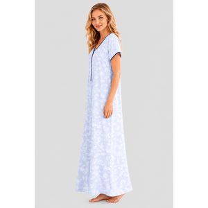 Chemise de nuit longue zippée Evolve pour femme en bambou – Douce, respirante, design élégant (LNGTB3466LB) - Product Image 6