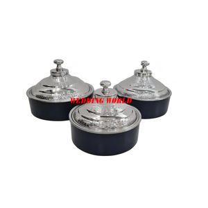 Olla de madera y metal de madreperla, diseño personalizado, cazuela de mesa, forma redonda, calentador de alimentos de Metal elegante - Product Image 2