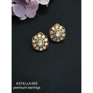 Pendientes de tuerca Vintage Polki chapados en oro blanco amarillo Rosa pendientes de gota de oro con diamante rubí perla piedra principal para compromiso - Product Image 2