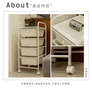 Modern Home Office 4-Tier <b>White</b> Storage <b>Trolley</b> Stylish Salon Storage Unit for Home Use Filing Cabinets - Product Image 3