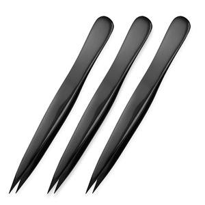 Pinzas para cejas con punta de Punta Premium, pinzas clásicas para cejas de acero inoxidable, diseño plano, pinzas puntiagudas, agarre antideslizante - Product Image 6