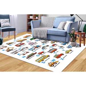 Vehicle ABC Kids Rug: 3D <b>Printed</b> <b>Alphabet</b> Playroom Decor,With Pile Soft Rug - Product Image 3
