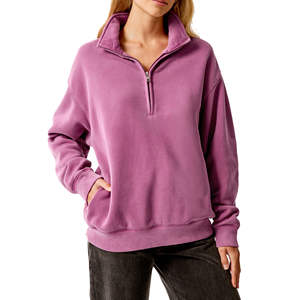 Hot Sale Women's Vintage Pink Eco-Friendly Winter Autumn Polar <b>Fleece</b> Hoodie Half Zip Elbow Patch Casual Pullover <b>Sweatshirt</b> - Product Image 1