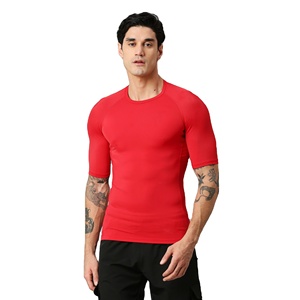 Camiseta de Compresión para Hombre, de Poliéster y Elastano, Elástica, de Secado Rápido, Transpirable, para Gimnasio y Deportes, Personalizable con Logotipo OEM Privado - Product Image 1