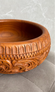 Hot Sale Handmade mango <b>Wood</b> Serving Bowl Eco-Friendly Reusable Round Dinnerware Customized <b>Carved</b> bowl for Fruits Display - Product Image 5