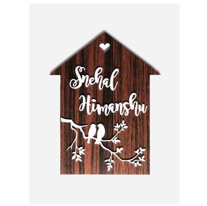 Plaque signalétique-Bird House (Couple) Wedge avec plaque de nom personnalisée-Gravure personnalisée incluse. - Product Image 3