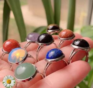 Anillo de plata de ley hecho a mano con doble piedra, piedras preciosas de cuarzo multicolor, conjunto de bisel de forma redonda de 5X10mm, bodas certificadas por IGI - Product Image 6