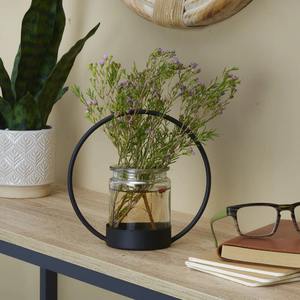 Porte-bougie Hurricane Minimaliste Moderne en Métal Noir Mat avec Cadre en Anneau Géométrique Décoration de Table de Noël Résistant à la Chaleur - Product Image 6