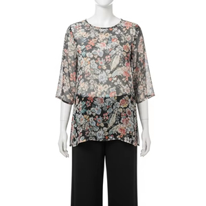 Respirant en mousseline de soie femmes ensemble décharge impression doux léger deux pièces tenue élégant décontracté vêtements d'été pour les amateurs de mode - Product Image 1