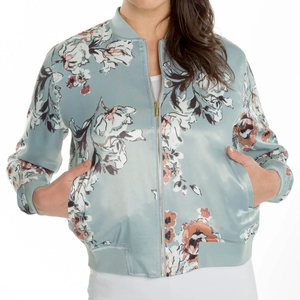 Blouson d'aviateur respirant pour femmes imprimé de conception personnalisée col montant fermeture à glissière avant sublimé en satin blouson d'aviateur prix bon marché - Product Image 1