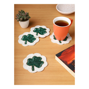 Most Precious Beaded Coaster Floral Shape Multi-color Design Hand Embroidered <b>Needlework</b> by glowin fashion - Product Image 3