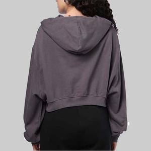 Sweat-shirts pour femmes en tricot léger sur mesure en gros, sweat-shirt à manches longues, crop top, pull à capuche, cordon de serrage, surdimensionné - Product Image 3