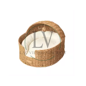 Venta al por mayor de camas para mascotas de algas marinas tejidas a mano para perros y gatos productos para mascotas cama con cojín suave al por mayor de Vietnam - Product Image 4