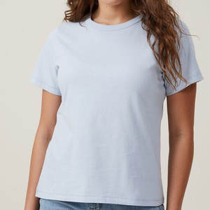 Camiseta deportiva informal de talla grande de Color sólido ligero para mujer, camiseta transpirable de algodón hecha en stock nuevo, camiseta para mujer - Product Image 1