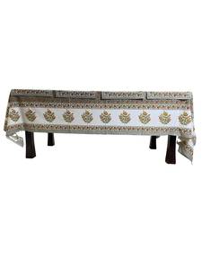 Handmade 8-seater Hibiscus hoa hình chữ nhật Khăn trải bàn Khăn ăn thiết lập Ấn Độ khối in bông Jaipur lấy cảm hứng từ fabricwala bảng - Product Image 4