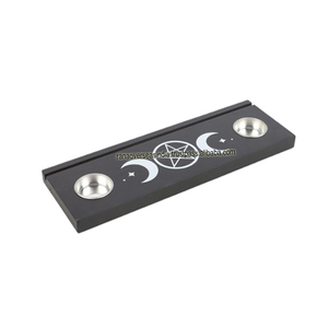 Portavelas de luz de té de madera personalizado al por mayor con logotipo de triple Luna y pentagrama para centros de mesa de boda - Product Image 4