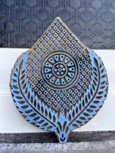 Hand Carved Wooden Block <b>Printing</b> <b>Stamp</b> Leaf Medallion Geometric Design | Traditional Indian Textile Block - Product Image 5