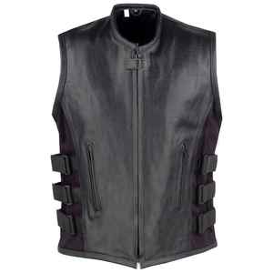 Chaleco genuino de cuero negro de nuevo diseño de moda chaquetas sin mangas para hombres ropa exterior de invierno transpirable cremallera Venta de fábrica - Product Image 3