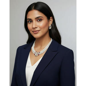 Pendentif pour femme en or plaqué 9 carats, style classique, avec diamants Kundan Meena Polki, pour les fêtes - Product Image 1