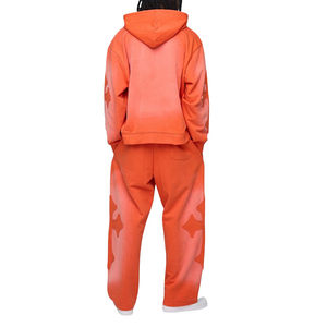 Ensemble de survêtement pour homme, sweat-shirt vintage à capuche, broderie en applique croisée, surdimensionné, lourd, de haute qualité - Product Image 4