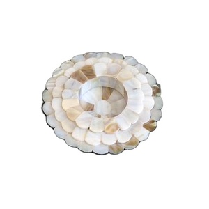 Posavasos de madera hexagonal redondo para café, posavasos blanco perla madre de alta calidad, venta al por mayor - Product Image 1