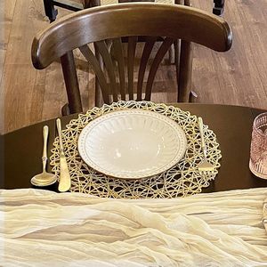 Napperon rond tressé en papier naturel antidérapant résistant à la chaleur napperons pour table à manger intérieure et extérieure - Product Image 2