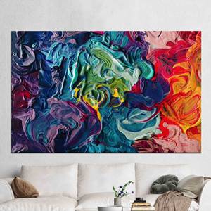Impression sur toile de verre abstraite élégante et colorée pour la décoration moderne du salon, TOILE ENVELOPPEE - Product Image 1