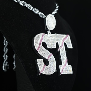 Hip Hop Iced Out Custom <b>Initial</b> Letter Charm Pendants Cuban Link Chain Custom Name <b>Necklace</b> Personalized Gifts for Rapper Men - Product Image 6