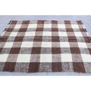 พรมตุรกีขนาด 6.1x8.2 ฟุต, พรมคิลิม, พรมลายต้นไม้สีน้ำตาลทำจากขนสัตว์ - Product Image 4