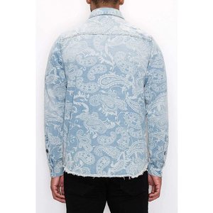 Veste en jean délavé à motif personnalisable pour hommes, vêtements d'extérieur stylés de coupe classique pour tous les jours, vestes décontractées de style Streetwear pour hommes - Product Image 4