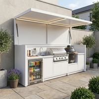 Ensemble de cuisine extérieure en acier inoxydable, texture métallique, pour cour et divertissements en plein air, avec refroidisseur à vin, directement de l'usine
