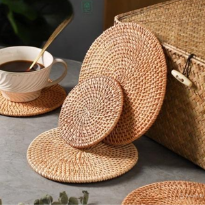 Sous-verres en rotin tissé personnalisés en gros Sous-verres de table à manger en bambou résistant à la chaleur pour la maison Artisanat en osier du Viet Nam - Product Image 6