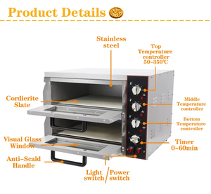 Comptoir en acier inoxydable 16 pouces haute qualité 2 chambres fours à pain four à <span class=keywords><strong>pizza</strong></span> professionnel à vendre - Product Image 3