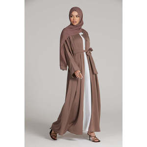 Café Premium Texturé Ouvert Abaya Traditionnelle Musulmane Vêtements et Accessoires - Product Image 5