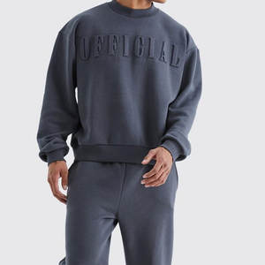 Chándales en relieve de dos piezas para hombre, moda informal de Color sólido, chándales de algodón de talla grande para hombre de diseño personalizado - Product Image 6