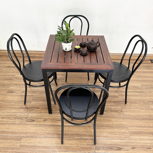 CBCF192 Modern Outdoor Cafe Table and Chair <b>Set</b> for 4 Durable Wood Panel <b>Restaurant</b> or Hotel Dining Bar Usage - Product Image 3