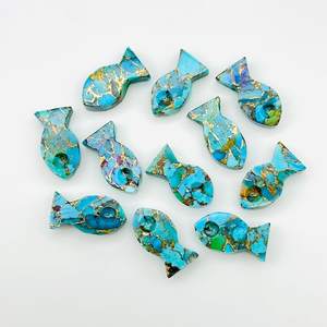 Piedra preciosa turquesa de cobre Natural, 7x14mm, tallado en forma de pez, increíbles ingredientes de joyería para abalorios sueltos, fabricación de joyas raras - Product Image 4