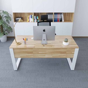 Escritorio Ejecutivo Minimalista de 80x160mm BGD68043 con Patas de Hierro Trapezoidales Resistentes, Base de Madera de Caucho, Diseño Contemporáneo - Product Image 3