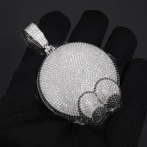 Haute Joaillerie Personnalisée Brillant Style Rappeur Rond S925 argent VVS Moissanite diamant Charme Bijoux Pendentif Hip Hop Pendentifs - Product Image 2